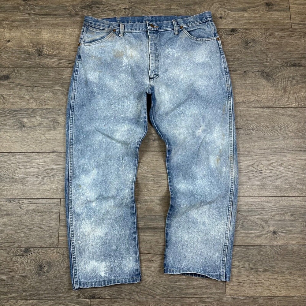 Vintage Wrangler Jeans Adult 38x30 Blue Denim Acid Wash Straight Leg 70s
